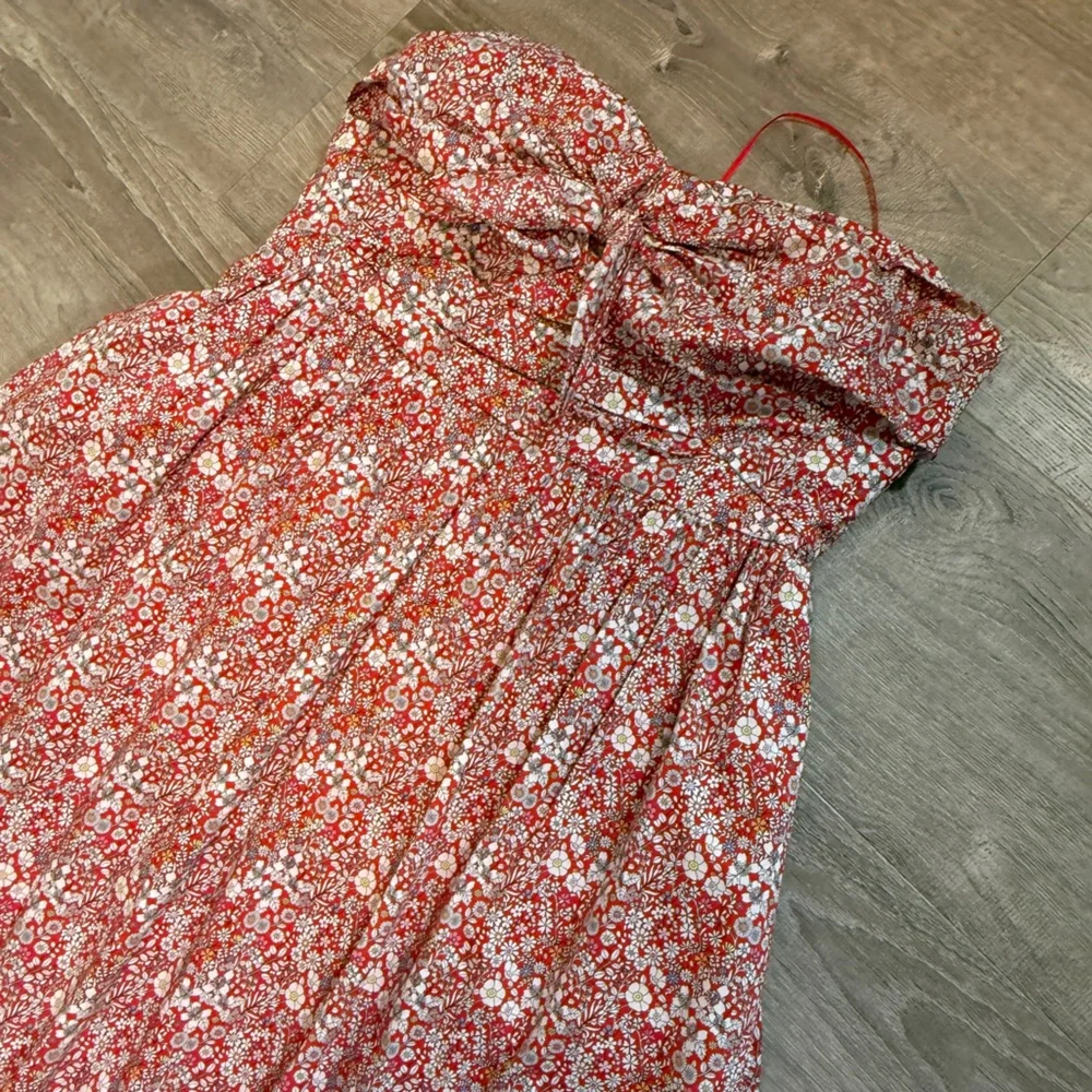 J. Crew Strapless Red Floral Dress-size 12